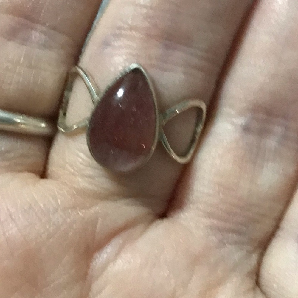 NWOT Sterling Silver Lepidocrosite Teardrop Heart Band Ring Size 9 Crystal Gem